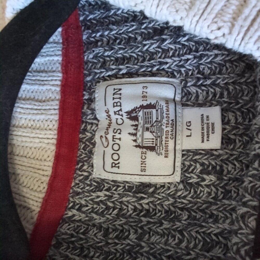 Roots Hiking Outdoor Cotton Cabin Cabincore Boxy Sweater L - Picture 5 of 7